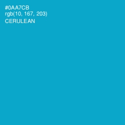 #0AA7CB - Cerulean Color Image