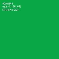 #0AA845 - Green Haze Color Image