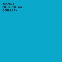 #0AA8CB - Cerulean Color Image