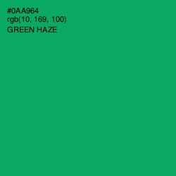 #0AA964 - Green Haze Color Image