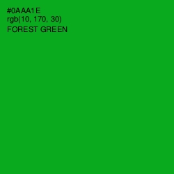 #0AAA1E - Forest Green Color Image