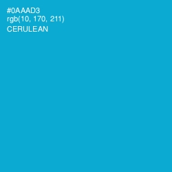 #0AAAD3 - Cerulean Color Image