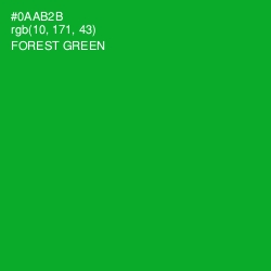 #0AAB2B - Forest Green Color Image