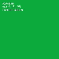 #0AAB3B - Forest Green Color Image