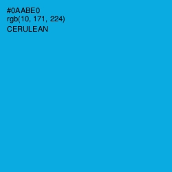 #0AABE0 - Cerulean Color Image