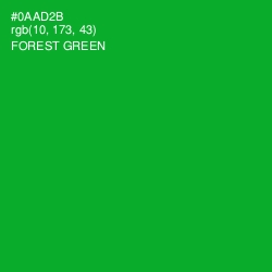 #0AAD2B - Forest Green Color Image