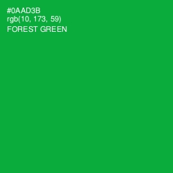 #0AAD3B - Forest Green Color Image