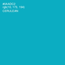 #0AADC2 - Cerulean Color Image