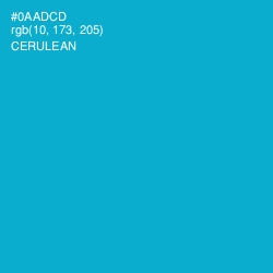 #0AADCD - Cerulean Color Image