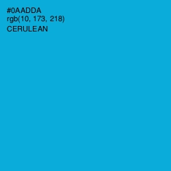 #0AADDA - Cerulean Color Image