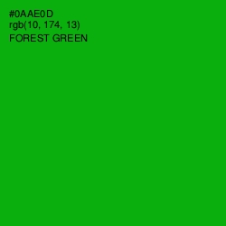 #0AAE0D - Forest Green Color Image