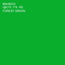 #0AAE2D - Forest Green Color Image