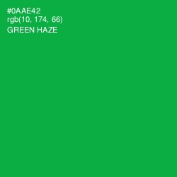 #0AAE42 - Green Haze Color Image