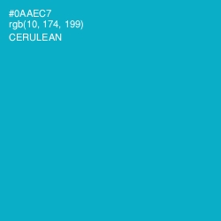 #0AAEC7 - Cerulean Color Image