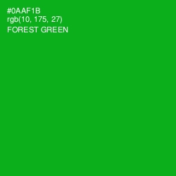 #0AAF1B - Forest Green Color Image