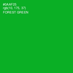 #0AAF25 - Forest Green Color Image