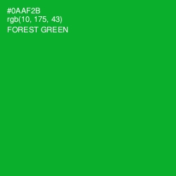 #0AAF2B - Forest Green Color Image