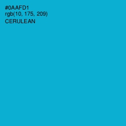 #0AAFD1 - Cerulean Color Image