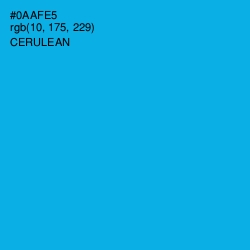 #0AAFE5 - Cerulean Color Image