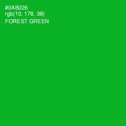 #0AB226 - Forest Green Color Image