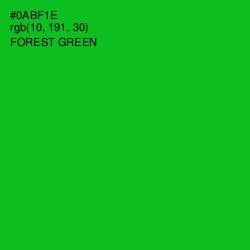 #0ABF1E - Forest Green Color Image