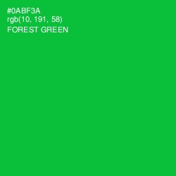 #0ABF3A - Forest Green Color Image