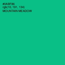 #0ABF86 - Mountain Meadow Color Image