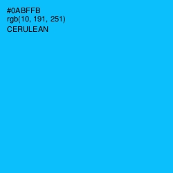 #0ABFFB - Cerulean Color Image