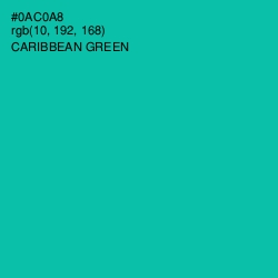 #0AC0A8 - Caribbean Green Color Image