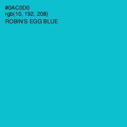 #0AC0D0 - Robin's Egg Blue Color Image