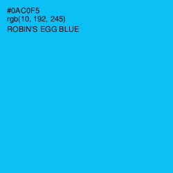 #0AC0F5 - Robin's Egg Blue Color Image