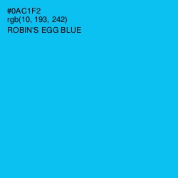 #0AC1F2 - Robin's Egg Blue Color Image