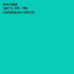 #0ACBBA - Caribbean Green Color Image