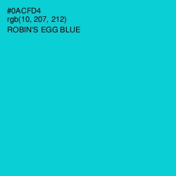 #0ACFD4 - Robin's Egg Blue Color Image