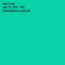 #0AD1A6 - Caribbean Green Color Image