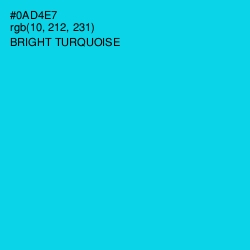 #0AD4E7 - Bright Turquoise Color Image
