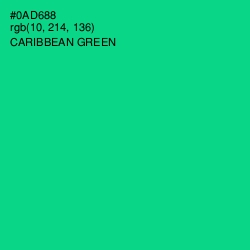 #0AD688 - Caribbean Green Color Image