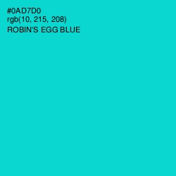 #0AD7D0 - Robin's Egg Blue Color Image