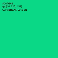 #0AD886 - Caribbean Green Color Image