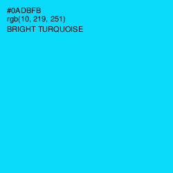 #0ADBFB - Bright Turquoise Color Image