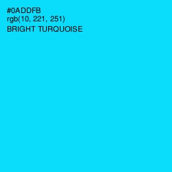 #0ADDFB - Bright Turquoise Color Image