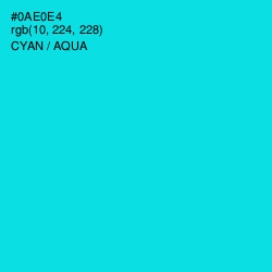 #0AE0E4 - Cyan / Aqua Color Image