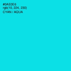 #0AE0E6 - Cyan / Aqua Color Image