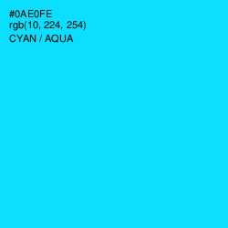 #0AE0FE - Cyan / Aqua Color Image