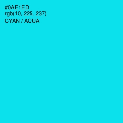 #0AE1ED - Cyan / Aqua Color Image