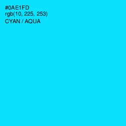 #0AE1FD - Cyan / Aqua Color Image