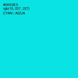 #0AE3E3 - Cyan / Aqua Color Image