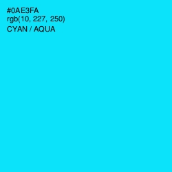 #0AE3FA - Cyan / Aqua Color Image
