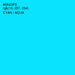 #0AE3FE - Cyan / Aqua Color Image