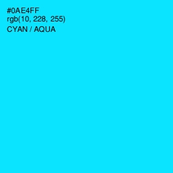 #0AE4FF - Cyan / Aqua Color Image